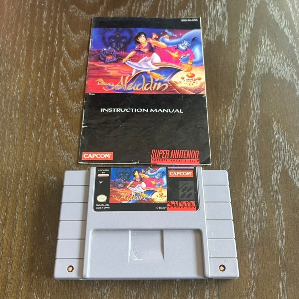 Disney Aladdin Super Nintendo SNES Capcom Game Cartridge with Manual SNS-AL-USA
